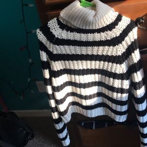 Black and white turtleneck sweater